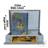 Title Image Holy Quran 13 Line Velvet Box Silver 824VB-Silver