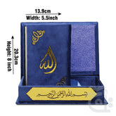 Title Image Holy Quran 13 Line Tajweed Dark Blue Velvet with Box 824VB-D Blue