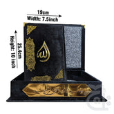Title Image Black Velvet Quran with Special box and attar cap bookmark tasbih and counter 81KVJ1-Black