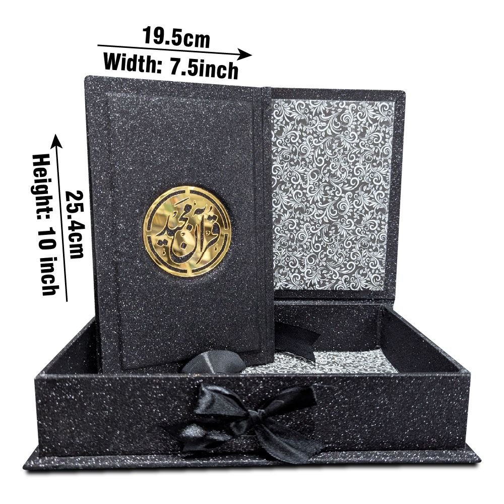 855-4GLTB-Black Holy Quran Tajweed 16 Line Blackrose binding