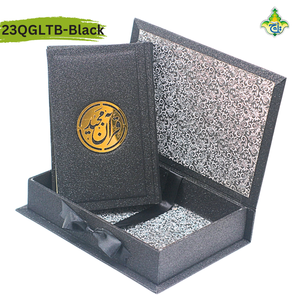 23QGLTB-Black Holy Quran 13 line with Blackrose Box