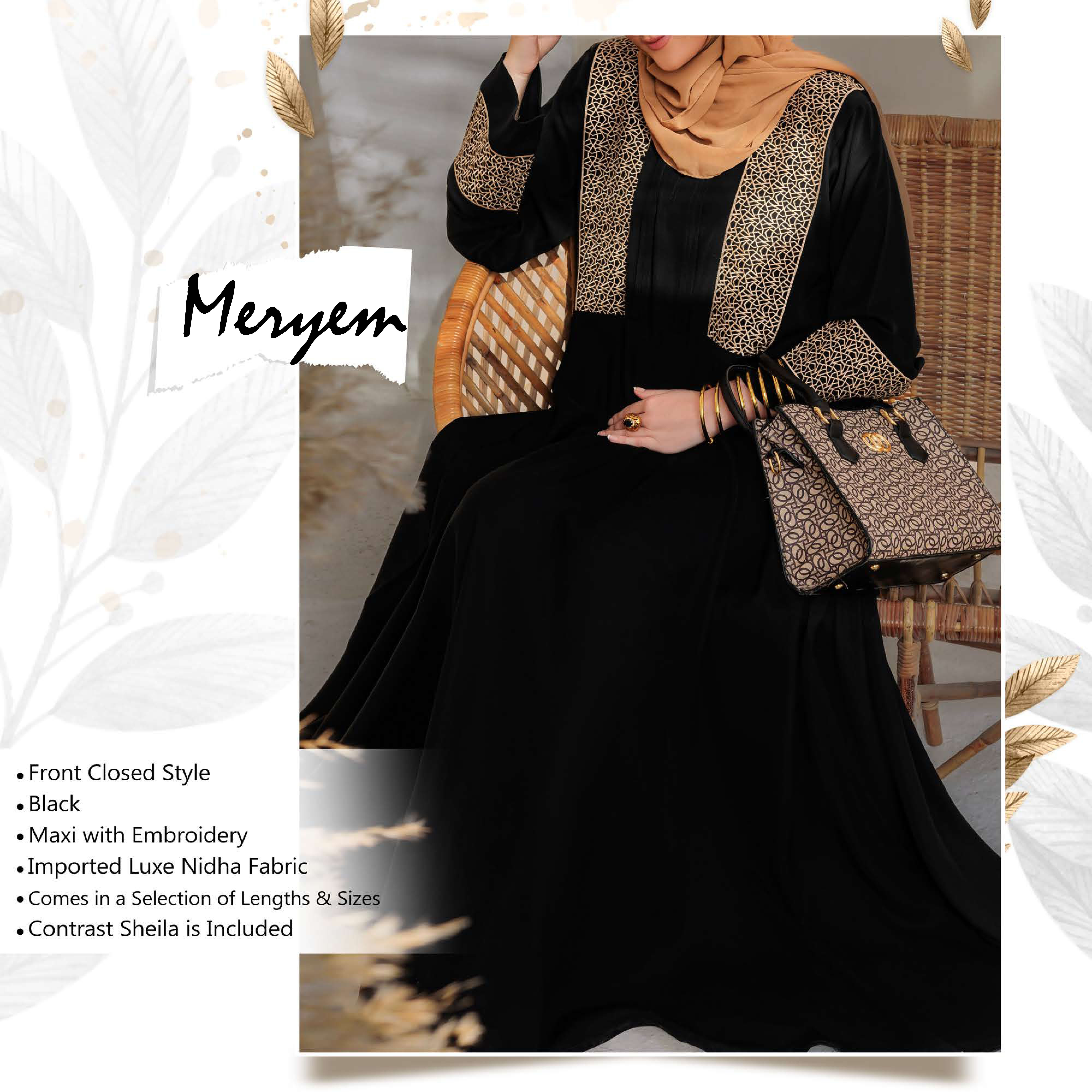Meryem-54black Abaya for Girls Black (Size 54) Meryem