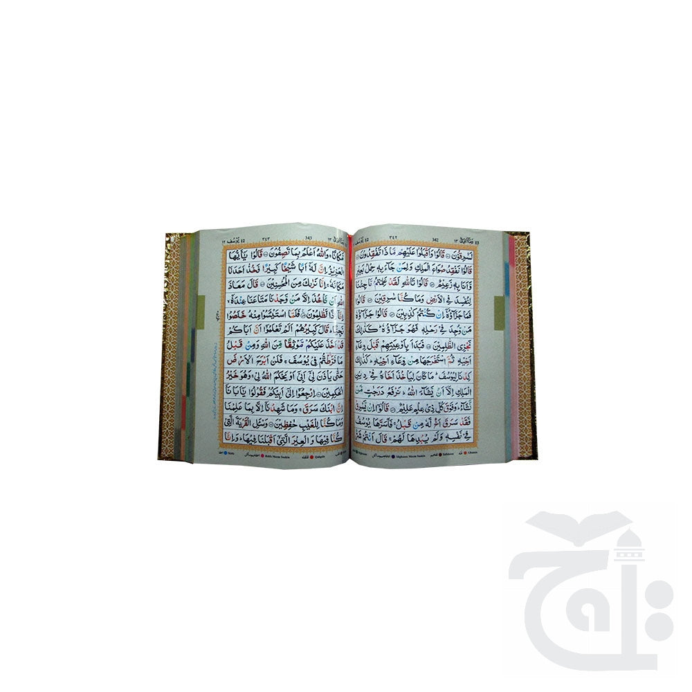 Inner Image Gold Edge Quran 13 Line Tajweed Rules With Golden Box (Rehal Stand) - Golden Hardback - A4 Size Holy Koran - Taj Company Gift 803-4GJ