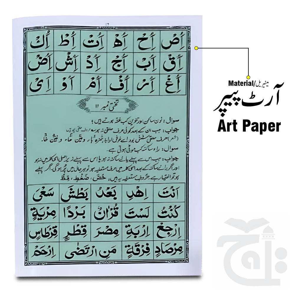 Inner Image Noorani Qaida(Qari Fattah Muhammad Pani Patti) Water Proof 453WP