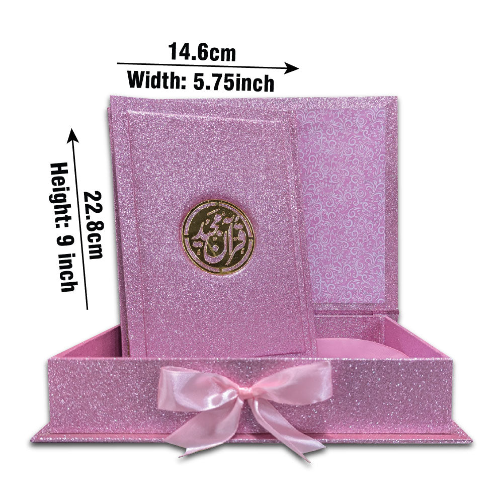 876-7GLTB-PINK Holy Quran With BOX tajweedi 16 Line PINK