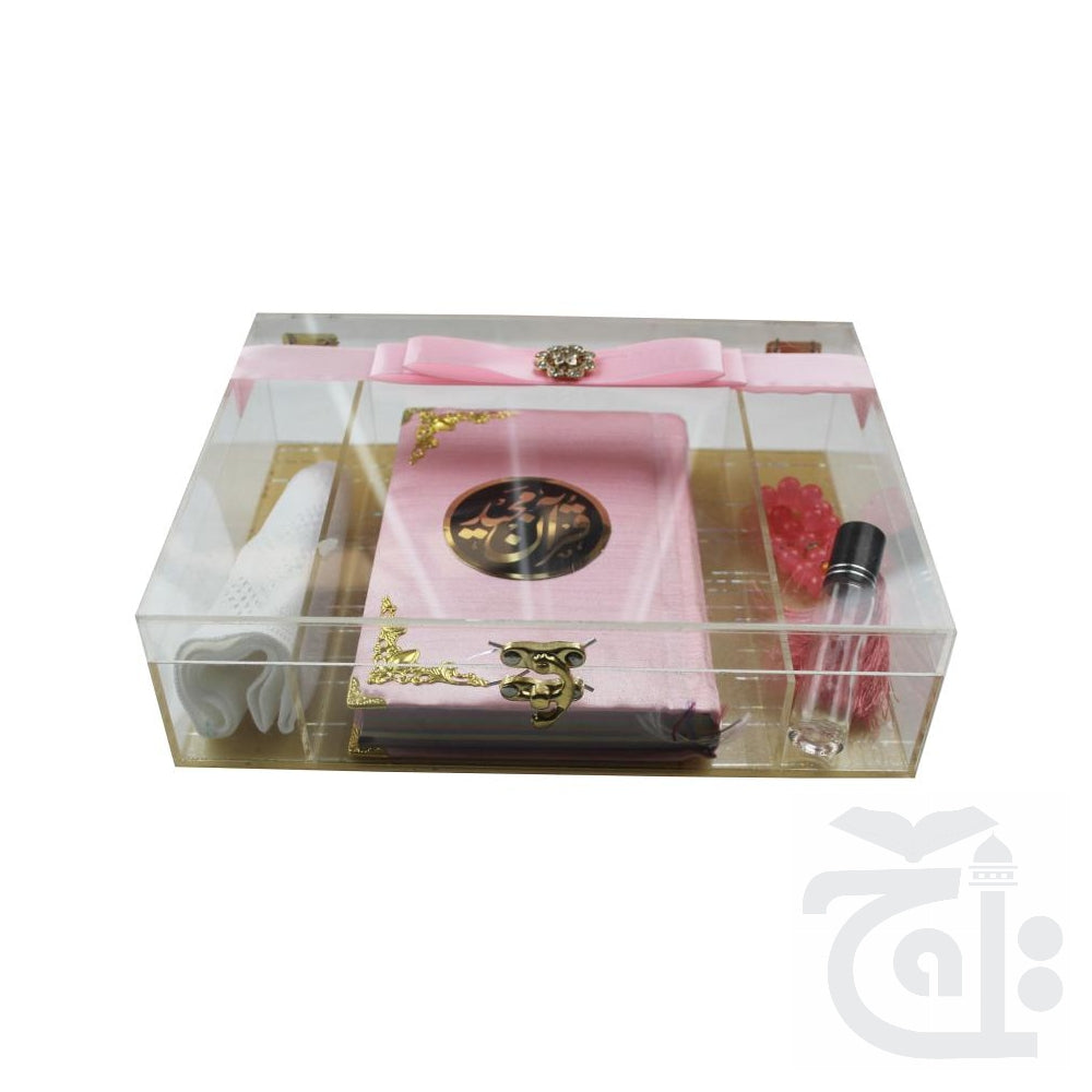 Title Image Quran 15 Line tajweed pINK Binding Acrylic Box 828-4SLKB-PINK