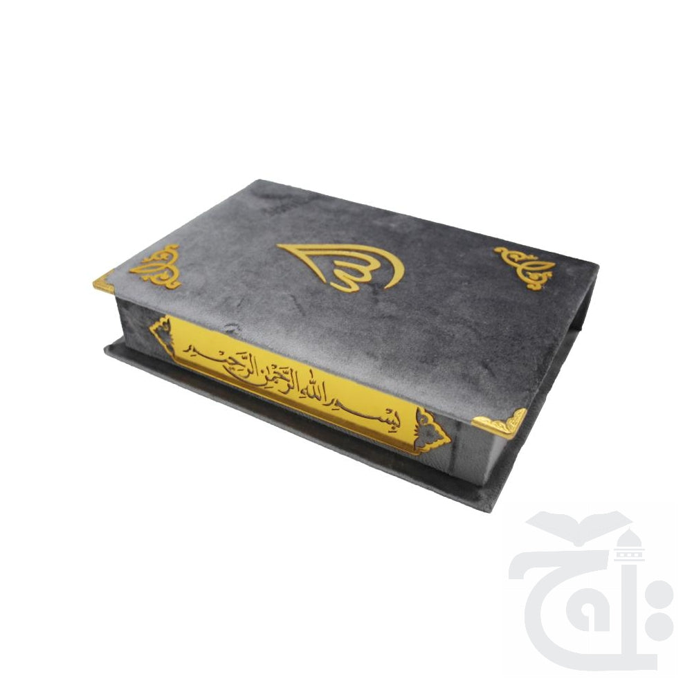 Inner Image FANCY QURAN BOX SILVER VELVET FOR 14x21 cm B76V-SILVER