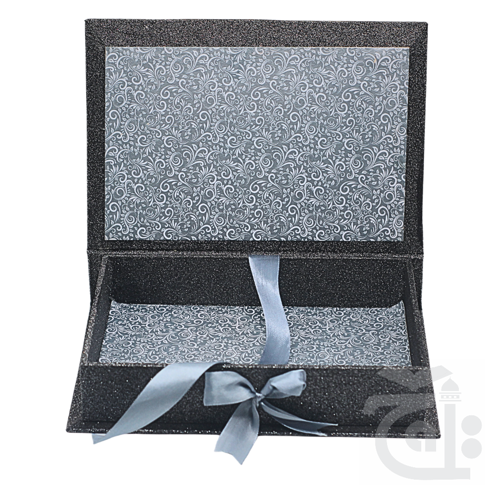 Inner Image FANCY QURAN BOX GREY GLITTER FOR 14x21cm B76GLT-GREY
