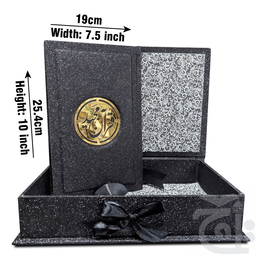 Title Image Holy Quran Translated Glitter Black With Box 81KGLTB-Black