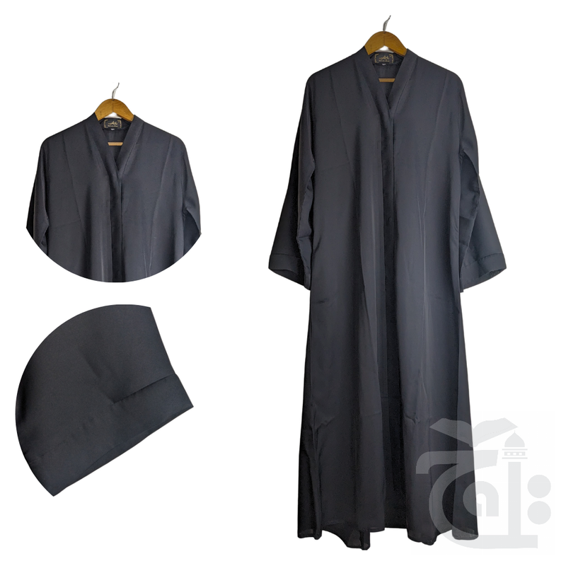 Inner Image Nazish-Black Simple Open Abaya For Girls Nazish-Black