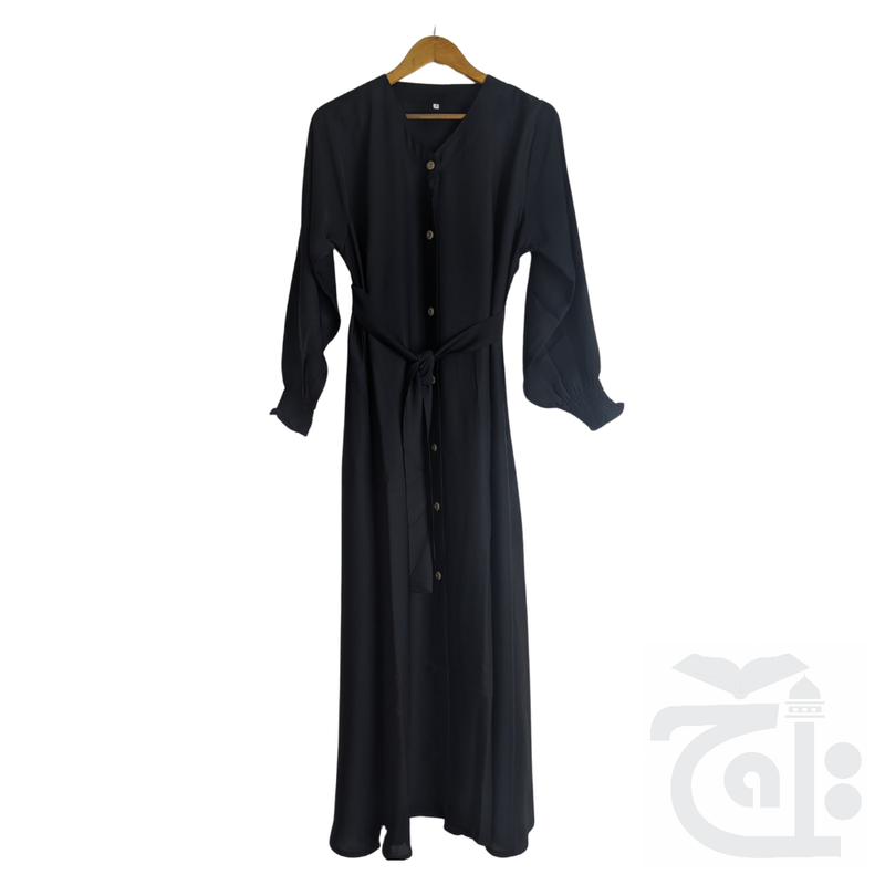 Title Image Plain Abaya for girls with belt Adeeba-52 Black