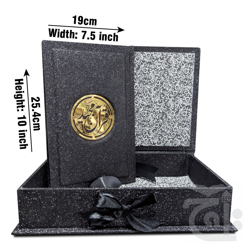 Title Image Holy Quran Translated Glitter Black With Box 11KGLTB-Black