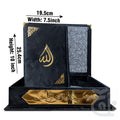Title Image Holy Quran 4Clr (Tajweedi 16 Line Hafizi) Black Velvet With Box  855-4KVB-Black