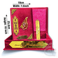 Title Image Gift Velvet Quran with box and attar cap bookmark tasbih and counter 11KVJ1-RED