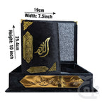 Title Image Black Velvet Quran with box and attar cap bookmark tasbih and counter 11KVJ1-BLACK 11KVJ1-BLACK