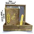 Title Image Gold Velvet Quran with Special box and attar cap bookmark tasbih and counter 11KVJ2-GOLD