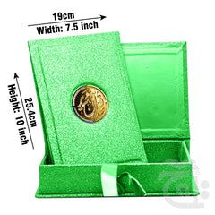 Title Image Holy Quran Green Glitter Translated Kanzul Iman(7 color) with Box 11-7KGLTB-GREEN