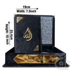 Title Image Holy Quran Velvet Black With Box Translated Kanzul Iman(7 color) 11-7KVB-Black