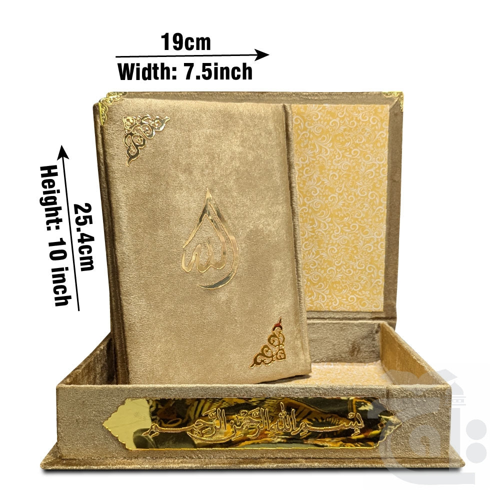 Title Image Holy Quran Velvet Gold With Box Translated Kanzul Iman(7 color) 11-7KVB-Gold