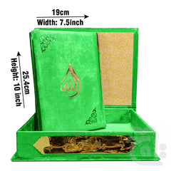 Title Image Holy Quran Velvet Green With Box Translated Kanzul Iman(7 color) 11-7KVB-Green