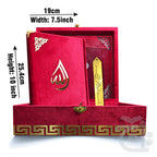 Title Image Red Velvet Quran 7 Clr Kanzul Iman with Fancy box and Cap Attar Tasbih Bookmark Counter 11-7KVJ2-Red