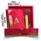 Title Image Red Velvet Quran with Special box and attar cap bookmark tasbih and counter 81KVJ2-Red